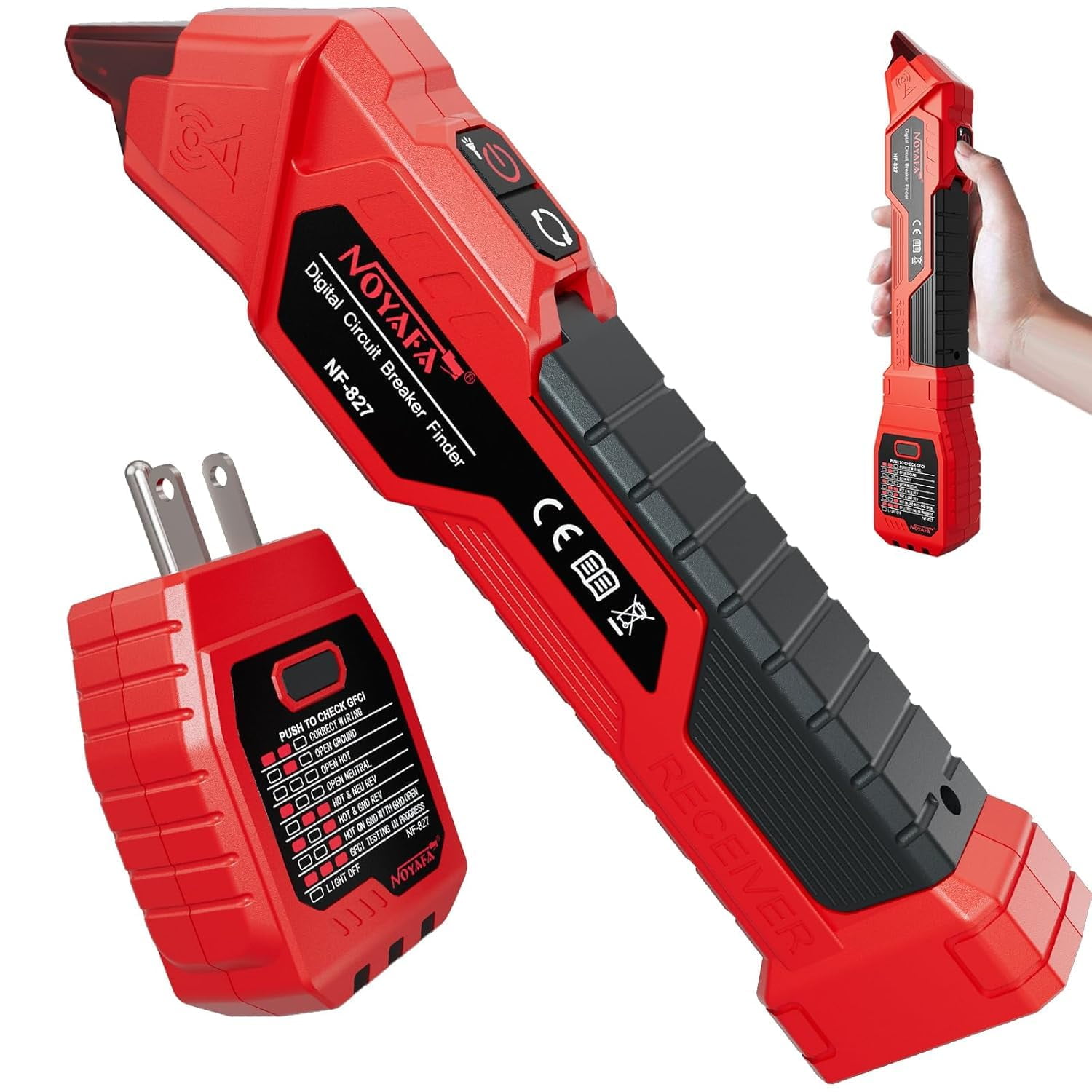 NOYAFA NF-827 Circuit Breaker Finder with 3 Accessories \u0026GFCI Outlet Tester, 90-120V AC , Quickly Identify NCV Circuit Tester with Sensitivity Adjustment, Storage Case