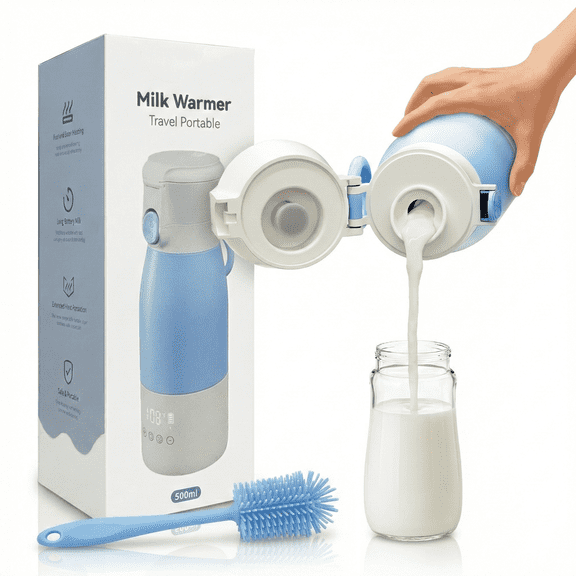 NOYAFA Portable Milk Warmer, 17oz Baby Bottle Warmer for Breast Milk & Water, Dual Heating Modes Fast Heating, Long Battery Life & Large Capacity, Suitable for Baby Outdoor Travel