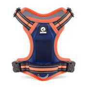 NOYAFA No Pull Dog Harness, 2 Leash Attachments Reflective Dog Vest Harness, Breathable Mesh Adjustable Soft Padded Pet Vest with Easy Control Handle for Small to Large Dog (Orange, L)