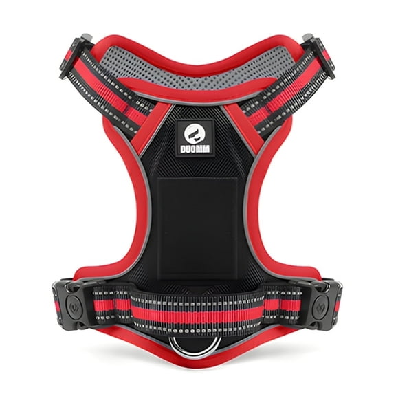 NOYAFA No Pull Dog Harness, 2 Leash Attachments Reflective Dog Vest Harness, Breathable Mesh Adjustable Soft Padded Pet Vest with Easy Control Handle for Small to Large Dog (Red, XL)