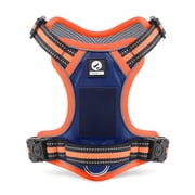 NOYAFA No Pull Dog Harness, 2 Leash Attachments Reflective Dog Vest Harness, Breathable Mesh Adjustable Soft Padded Pet Vest with Easy Control Handle for Small to Large Dog (Orange, XL)