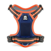 NOYAFA No Pull Dog Harness, 2 Leash Attachments Reflective Dog Vest Harness, Breathable Mesh Adjustable Soft Padded Pet Vest with Easy Control Handle for Small to Large Dog (Orange, M)