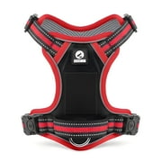 NOYAFA No Pull Dog Harness, 2 Leash Attachments Reflective Dog Vest Harness, Breathable Mesh Adjustable Soft Padded Pet Vest with Easy Control Handle for Small to Large Dog (Red, L)