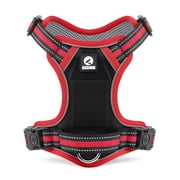 NOYAFA No Pull Dog Harness, 2 Leash Attachments Reflective Dog Vest Harness, Breathable Mesh Adjustable Soft Padded Pet Vest with Easy Control Handle for Small to Large Dog Red, S