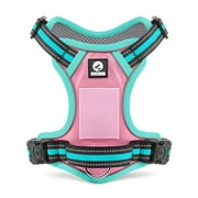 NOYAFA No Pull Dog Harness, 2 Leash Attachments Reflective Dog Vest Harness, Breathable Mesh Adjustable Soft Padded Pet Vest with Easy Control Handle for Small to Large Dog (Pink, S)