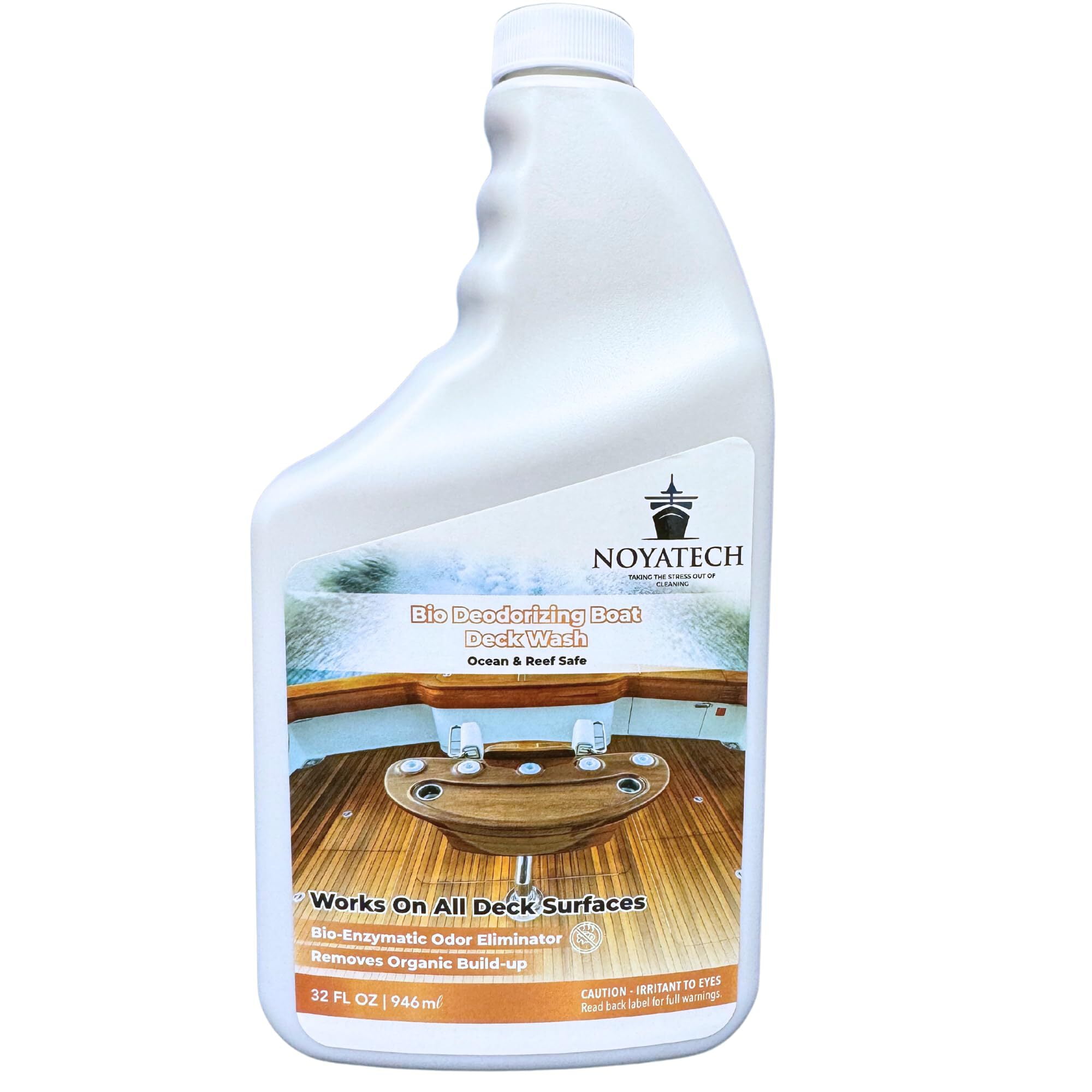 NOYATECH Bio-Deodorizing Boat Deck Cleaner and Hull Wash. The Boaters Choice. For all types of Fiberglass, Non-Skid, Wood, Teak, Textured, Plastic, Vinyl, Aluminum.