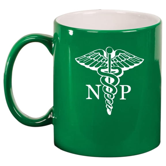 NP Nurse Practitioner Caduceus Nurse Preceptor Ceramic Coffee Mug Tea Cup Gift (11oz Green)