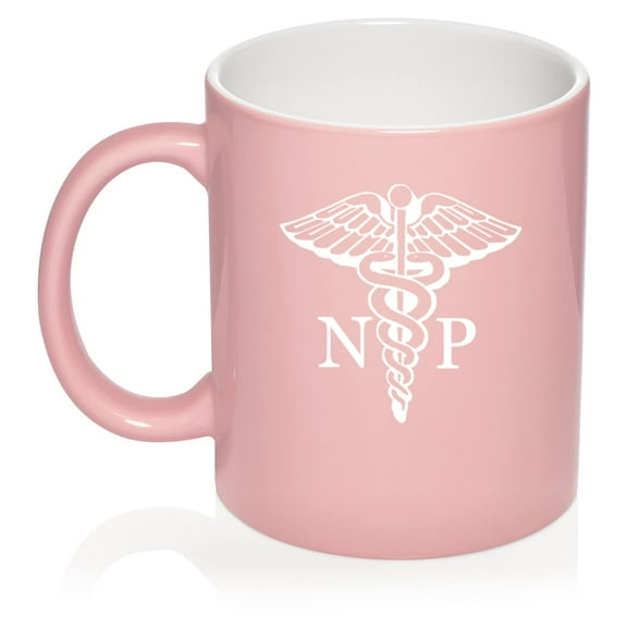 NP Nurse Practitioner Caduceus Nurse Preceptor Ceramic Coffee Mug Tea Cup Gift (11oz Light Pink)
