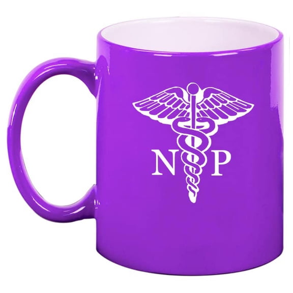 NP Nurse Practitioner Caduceus Nurse Preceptor Ceramic Coffee Mug Tea Cup Gift (11oz Purple)