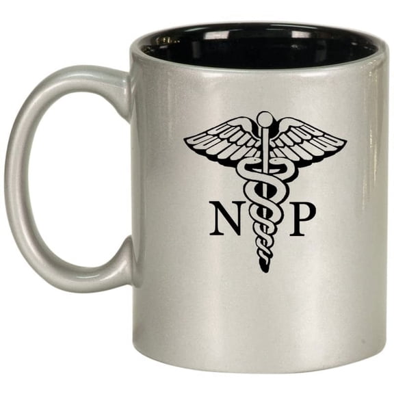 NP Nurse Practitioner Caduceus Nurse Preceptor Ceramic Coffee Mug Tea Cup Gift (11oz Silver)
