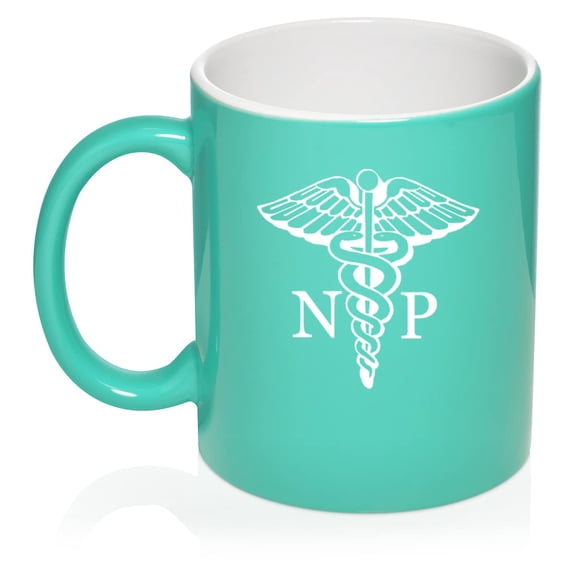 NP Nurse Practitioner Caduceus Nurse Preceptor Ceramic Coffee Mug Tea Cup Gift (11oz Teal)