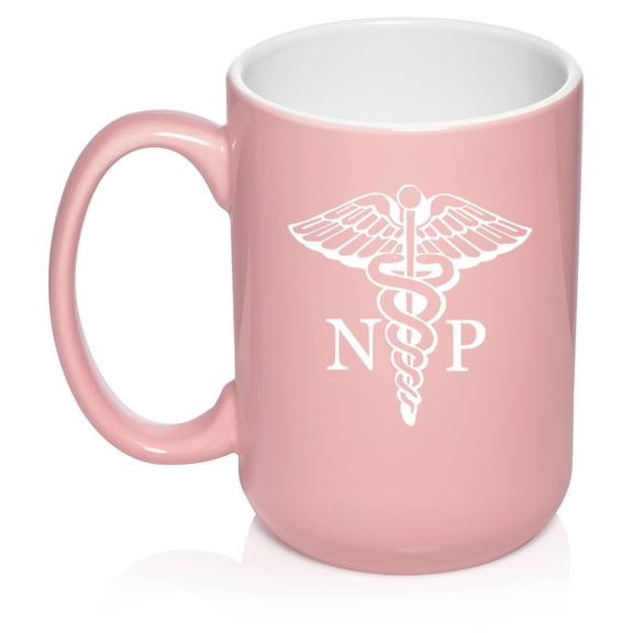 NP Nurse Practitioner Caduceus Nurse Preceptor Ceramic Coffee Mug Tea Cup Gift (15oz Light Pink)