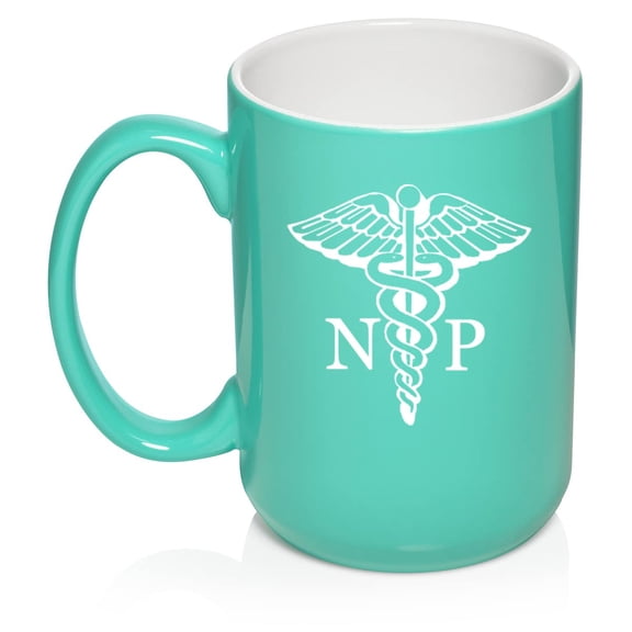 NP Nurse Practitioner Caduceus Nurse Preceptor Ceramic Coffee Mug Tea Cup Gift (15oz Teal)