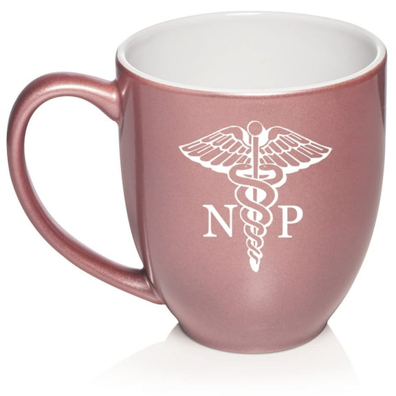 NP Nurse Practitioner Caduceus Nurse Preceptor Ceramic Coffee Mug Tea Cup Gift (16oz Rose Gold)