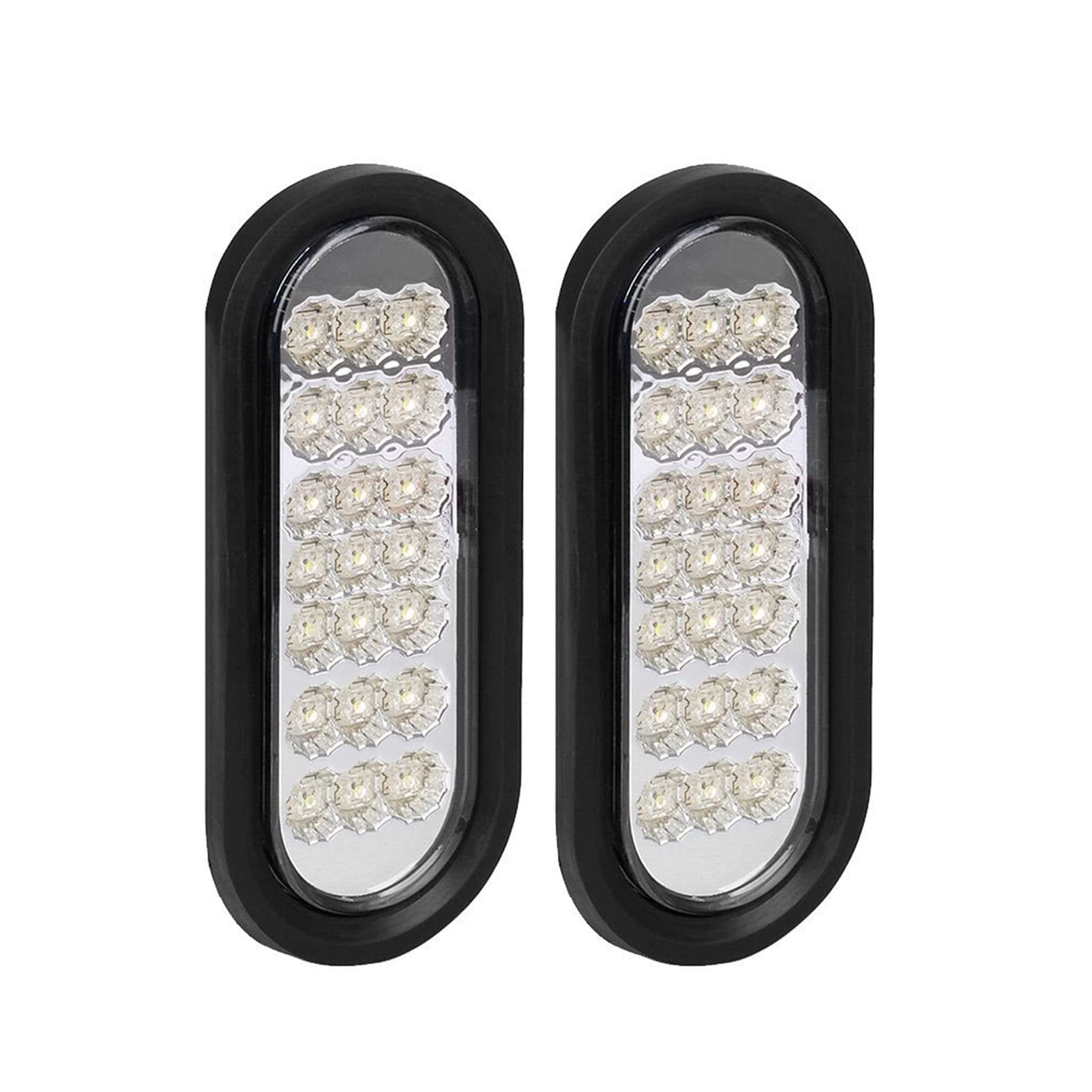 NPAUTO 2Pcs 6" Oval SE33 Trailer Backup Lights White 21 LED Trailer