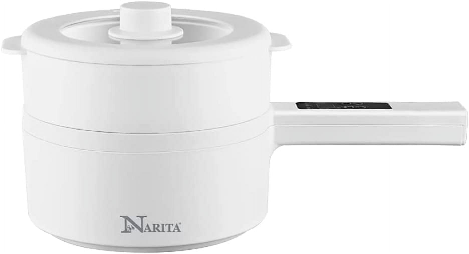 NPC1801W Narita Electric Hot Pot with Steamer/ 1.8L, Nonstick Ceramic