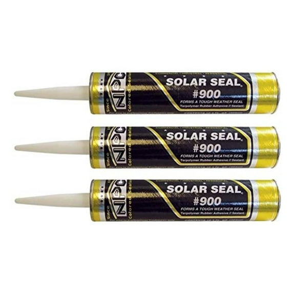 NPC #900 Solar Seal 3 Pack- for Metal Roofing Flashing/Panels, Vinyl and Fiber Cement Siding, Fiberglass, Cedar, Brick & Masonry, Sky Lights, Sun Rooms, Truck RV Trailers, Flashing (3, White)