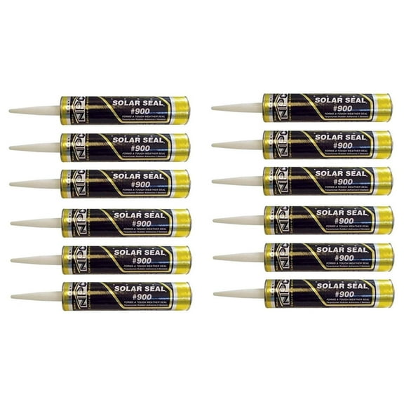 NPC #900 Solar Seal 3 Pack - Metal Roofing Flashing/Panels, Vinyl and Fiber Cement Siding, Fiberglass, Cedar, Brick & Masonry, Sky Lights, Sun Rooms, Truck RV Trailers, Flashing (12, White)