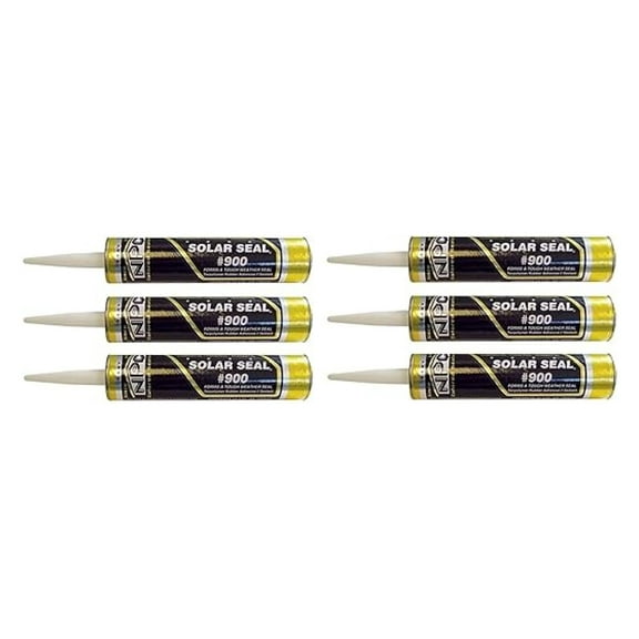 NPC #900 Solar Seal 6 Pack - Metal Roofing Flashing/Panels, Vinyl and Fiber Cement Siding, Fiberglass, Cedar, Brick & Masonry, Sky Lights, Sun Rooms, Truck RV Trailers, Flashing (6, Clear)