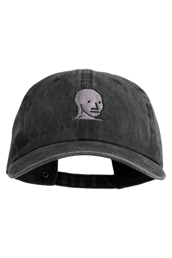 NPC Meme Face Embroidered Pigment Dyed Cotton Cap - Black OSFM
