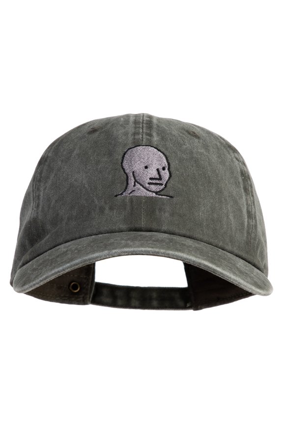 NPC Meme Face Embroidered Pigment Dyed Cotton Cap - Dark Green OSFM