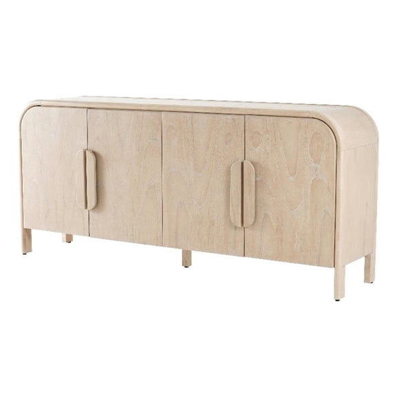 NPD Furniture Serenia 4-Door Wood Buffet in Weathered Sand