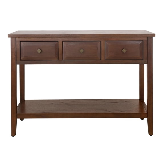 NPD Furniture Wexford 3in Wood Drawer Console Table in Walnut