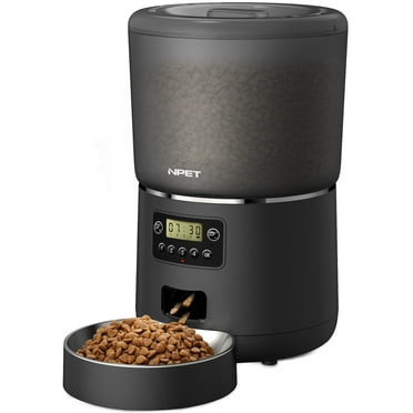NPET 135oz/4L Automatic Cat Feeders,  Clog-Free Automatic Dog Feeder with Stainless Steel Bowl for Cats, Small & Medium Dogs