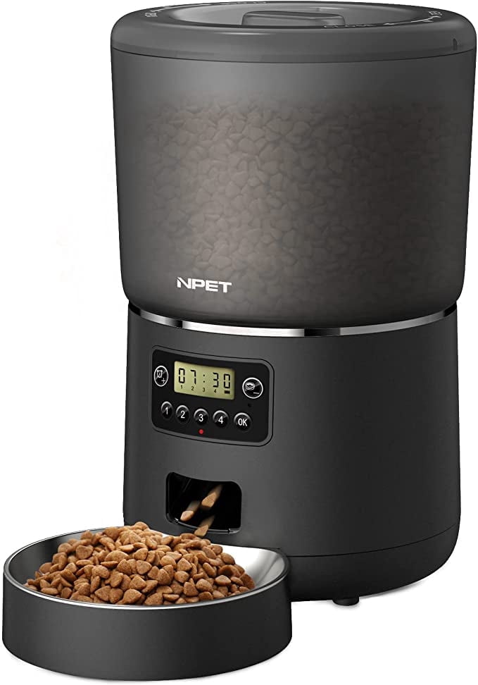 NPET Automatic Cat Feeders, 135oz/4L Clog-Free with Stainless