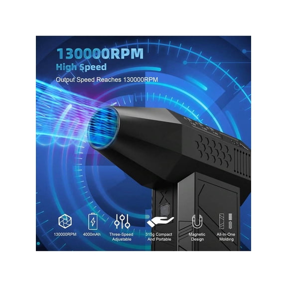 NPET 4000mAh Cordless Air Duster, Portable Violent Turbo Small Fan, 130000 RPM High-Speed Motor, Adjustable Wind Speed, Suitable For Cars, Keyboards, Houses, Dust Removal, Etc