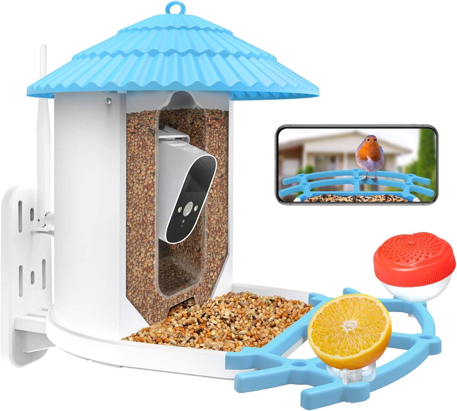 NPET Bird Feeder with Camera 4MP Live Video Solar Powered Smart Feeder Ideal Gifts for Birdlovers