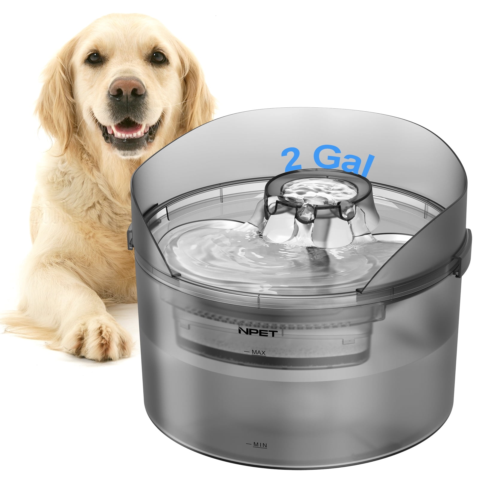 NPET DF30 Dog Water Fountain, 2 Gallon/270oz/8L Pet Water Fountain with