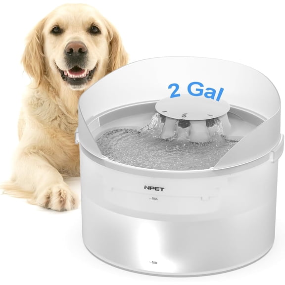 NPET Dog Water Fountain,270oz/2Gallon/8L Anti Splash Automatic Pet Drinking Fountain