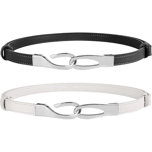 NPET Leather Skinny Women Belt for Jeans Dresses Pants Fashion Waist Belt for Dresses up to 37 Inches with Buckle 2/3 Pack