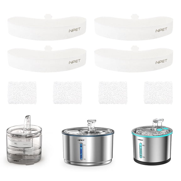 NPET 4 Packs Pet Water Fountain Replacement Filters for WF210plus/WF050 Cat Fountain