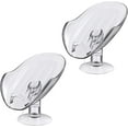thumbnail image 1 of NPET Self Draining Plastic Soap Dish Bar Holder with Suction Cup, Sponge Holder for Bathroom, Shower, Tub and Kitchen Sink, Clear 2PCS, 1 of 6