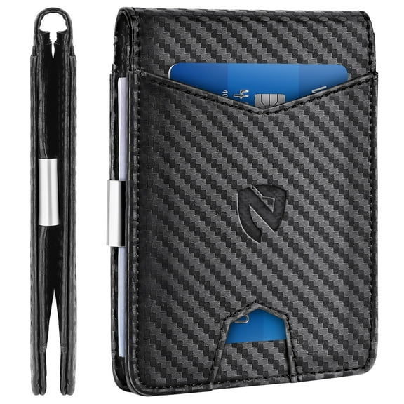 NPET Slim Minimalist Wallet for Men Leather RFID Blocking Bifold Credit Card Wallet with Money Clip for Men with Gift Box