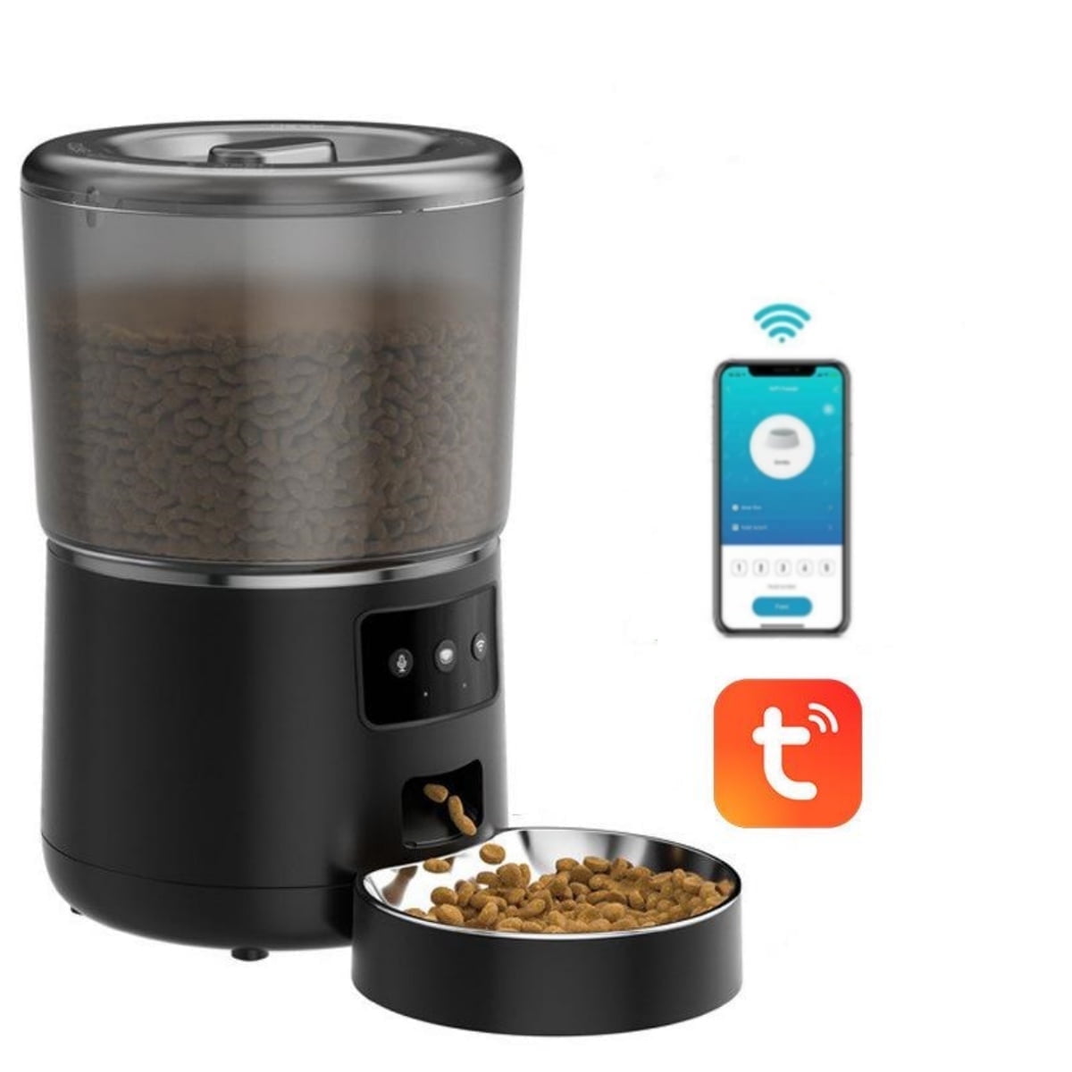 NPET Smart WiFi Cat Feeder with App Control, 4L Auto Pet Food Dispenser - 1-9 Meal Portions, 10s Voice Recorder, Anti-Clog Design for Cats/Dogs