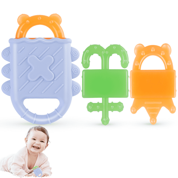 NPET Teethers for Babies 3-6 Months, Convertable Teething Relief Toys for Toddlers 6-12 Months Food Grade Silicone Soft Teething Toys Freezable Teething Relief Gel Gifts for Babies
