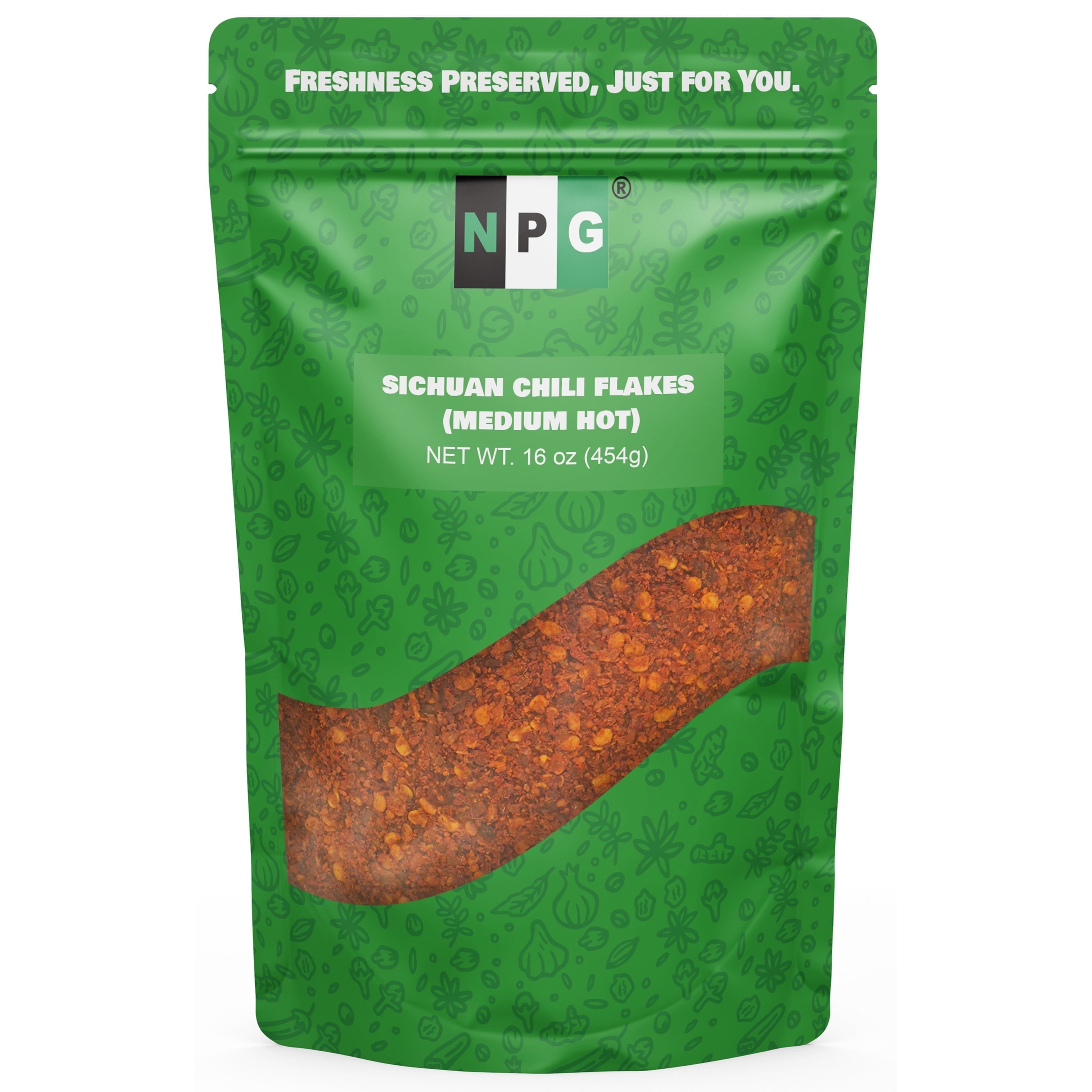 NPG Authentic Sichuan Chili Flakes 16 Ounces, Medium Hot, Szechuan Crushed Red Pepper Flakes Bulk, Spice Seasoning For Making Kimchi, Chili Oil, Stir-fry, Pizza, Salads, And Tacos