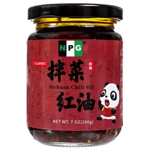 NPG Authentic Sichuan Chili Oil 7 Ounces (200g), Crunchy Fried Hot Chili Peppers Oil Sauce, Ready to Eat Topping, Sauce, Condiment