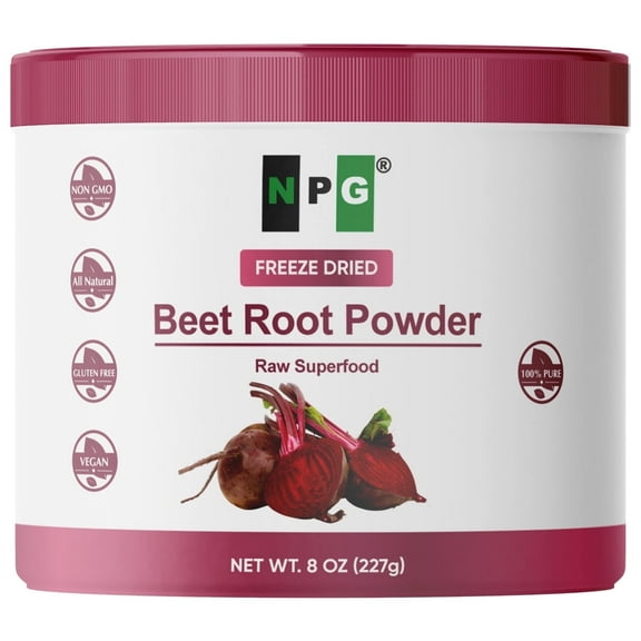 NPG Beet Root Juice Powder 8 oz, 100% Pure Raw Red Beetroot Superfood ( Packaging May Vary)