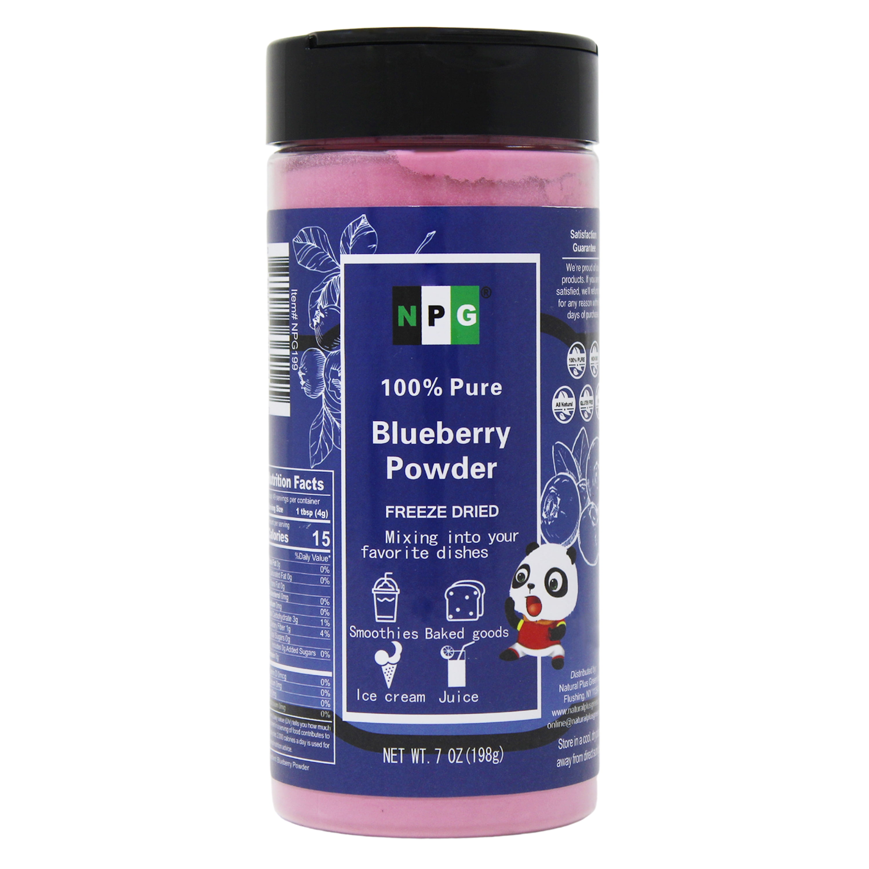 NPG Blueberry Powder 7oz, Pure Wild Blueberry Extract for Authentic Flavor in Smoothies, Baking, and Beverages, Freeze-Dried, Non-GMO Food Coloring, Fruit Drink Mix