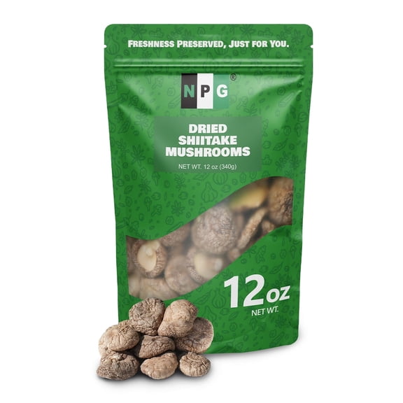 NPG Dried Shiitake Mushrooms 12 Oz (340g), Whole Mushroom, Rich Umami Flavor for Soups & Stir-Fries