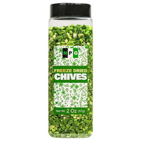NPG Freeze-Dried Chives 2 Oz, Dehydrated Chopped Chives, Mild Onion Herb for Cooking, Soup, Ramen, Stir Fry & Garnish, Non-GMO, Gluten-Free Seasoning