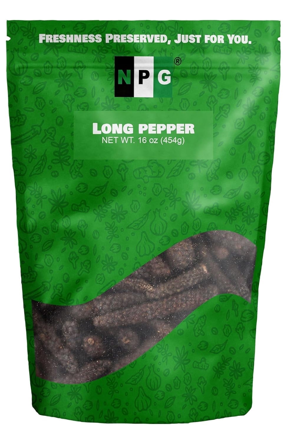 NPG Long Pepper 16 Oz, Whole Long Black Pepper, Piper Longum Black Peppercorns, Pippali Aromatic Spice for Indian, Middle Eastern, and Mediterranean Cuisine, Strong Flavor Enhancer