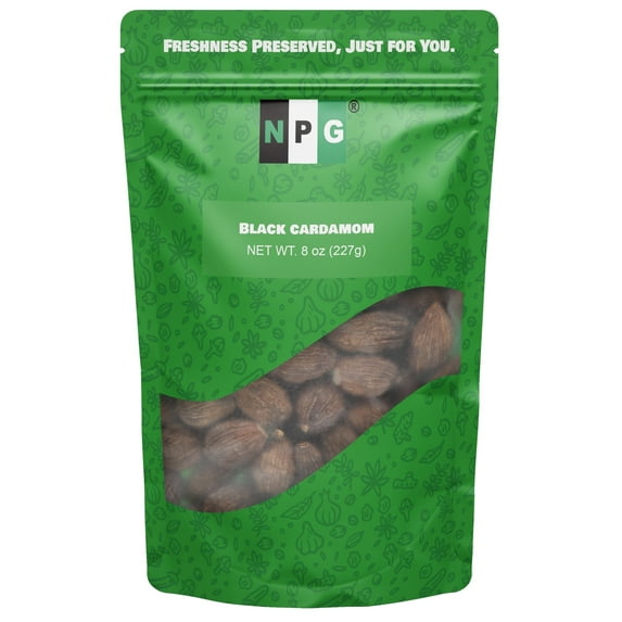 NPG Premium Black Cardamom Pods Whole Tsao Ko/Cao Guo 8 Ounces, Plump, Large, and Firm Brown Cardamom Seed Pods, All Natural Non-GMO Spice with Strong Aromatic