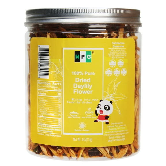NPG Premium Dried Lily Flowers Buds Unsulfured 4 Ounces, Dried Lilium Fowers Bulk Chinese Food Cooking, Golden Needles Dried Day Lilies for Hot & Sour Soup, Moo Shu Pork