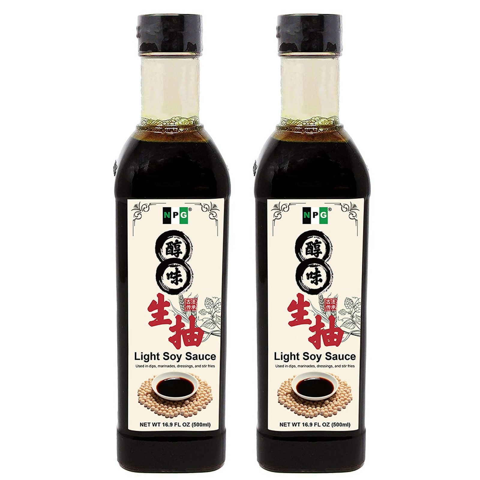 NPG Premium Tamari Light Soy Sauce 16.9 FL Oz (Pack of 2) , Sauces for