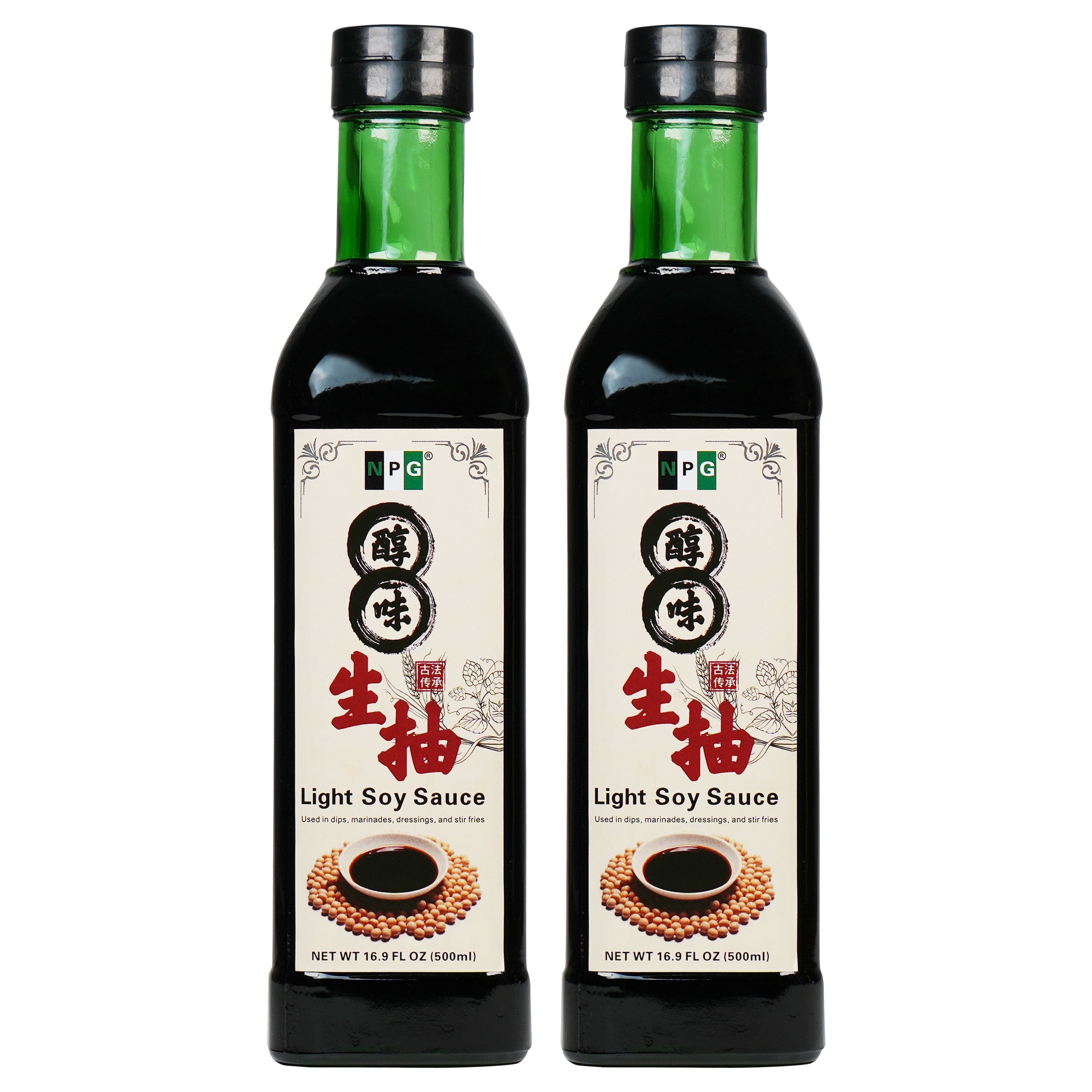 NPG Premium Tamari Light Soy Sauce 16.9 FL Oz (Pack of 2) , Sauces for Fish, Dumpling, Noodles, and Marinade Meat, Perfect Condiment for Japanese Sushi, Sashimi, Asian Stir Fry, Vegan Non-GMO